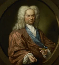 Porträtt av David Leeuw (1682-1755), Mennonite Draper