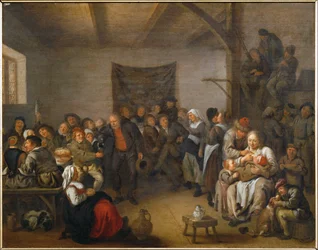 Scen i en pub (målning på duk)