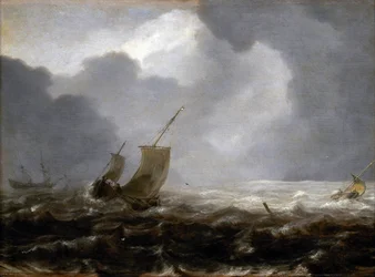Fiskebåtar en blåsig dag, på den till vänster