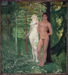 Adam och Eva. Målning av Jan Preisler (1872-1918), Olja på duk