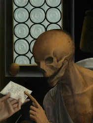 Detalj av Death and the Miser, ca 1515-21 (olja på panel)