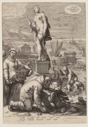 Diana styr över navigering och fiske, från Seven Planetary Gods