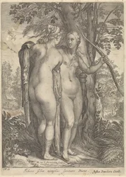Diana och en nymf framför ett träd Diana och hennes nymfer (serietitel)