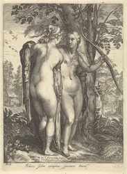Diana och en nymf framför ett träd Diana och hennes nymfer (serietitel)