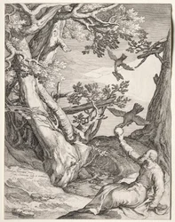 Elia i vildmarken matad av korpar, 1604.