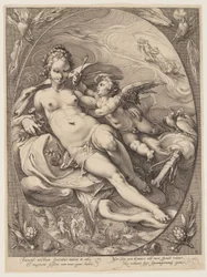 Venus och Amor, från Tre gudinnor sittande i molnen