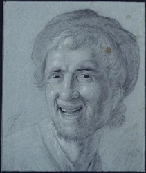 Skrattande Rembrandt (kopia efter Rembrandts tidiga självporträtt hos F. Stoop i Byfleet)