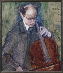 Pablo Casals (1876-1973) spelar cello. Målning av Jan Toorop (1858-1928), Olja på duk