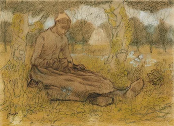 Ung flicka på våren, ca. 1885-90