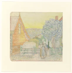 Zeeland flicka, stickning på en innergård