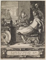 Döden överraskar ett par, ca 1618-20 (etsning  gravyr)