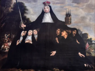 Jan Verhoeven (verksam 1642-1676 ) Sankta Begga som beskyddare av tiggare och tiggarinnor Beguinage Church Mechelen 19-08-2023