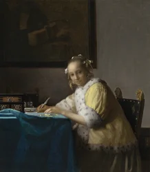 En kvinna som skriver, ca. 1665.