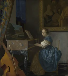 En ung kvinna som sitter på en Virginal, ca. 1670