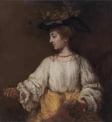 Flora - Målning av Rembrandt van Rijn