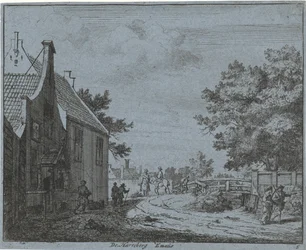 Utsikt över värdshuset Emaus The Harreberg Emaus (titel på objekt) Landskap i Haarlem-området (serietitel) Gesigten utanför Haarlem, Gjort av. J.V.V. (serietitel på objekt)