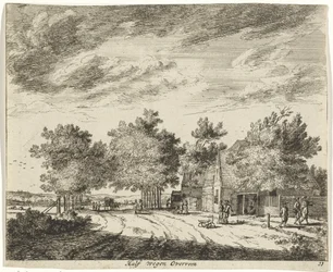 Landskap halvvägs övervevt Väger halvvägs Overveen (titel på objekt) Landskap i Haarlem-området (serietitel) Gesigten utanför Haarlem, Gjort av. J.V.V. (serietitel på objekt)