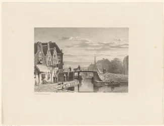 Stadsbild med kanal