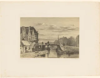 Stadsbild med kanal