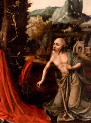 Sankt Hieronymus, detalj, tidigt 1500-tal (olja på trä)
