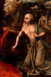 Sankt Hieronymus, detalj, tidigt 1500-tal (olja på trä)