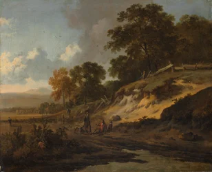 Landskap med jägare, ca 1660-80 (olja på duk)