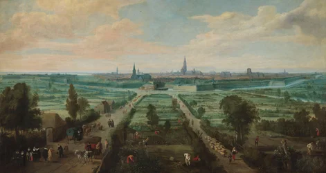 Panoramautsikt över Antwerpen från öst