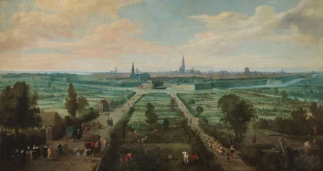 Panoramautsikt över Antwerpen från öster