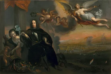 Allegori över Cornelis de Witt (1623-1672) som anstiftare till segern vid Chatham 1667