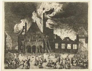 Branden i det gamla stadshuset i Amsterdam, 1652 Skildring av den gamla Stadthuys som brann till Amsterdam den 7 juli 1652