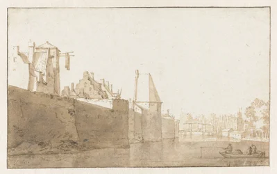 Utsikt över stadsmuren i Leiden