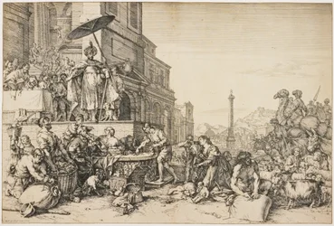 Josef delar ut säd i Egypten, ca 1648-57 (etsning)