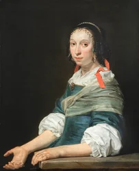 ""Porträtt av en ung kvinna"" (Porträtt av en ung kvinna) Målning av Jan de Bray (ca 1627-1697)