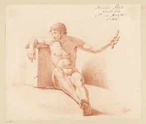 Sittande manlig naken, sedd framifrån (2:a pris 1814)