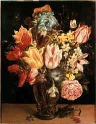 Tulpanbukett. Målning av Jan Bruegel (eller Breugel, Brueghel eller Breughel) den äldre, känd som Bruegel de Velours (1568-1625). 1600-talet. Privat samling