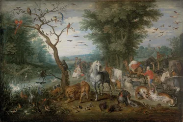 Paradislandskap med djur - Peinture de Jan Brueghel den yngre (1601-1678) - 1613-1615 - Olja på trä - 61x90,2 - Szepmuveszeti Muzeum, Budapest
