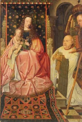 Jungfrun och barnet tronade med Saint George och Canon van der Paele, c.1436