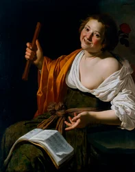 Flicka med flöjt, ca 1630 (olja på duk)