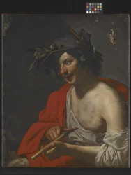 Shepherd Trimming His Flute (olja på duk)