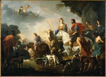 Aeneas och drottning Dido på jakt (målning på duk)