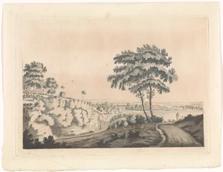 Landskap med ett slott på en kulle