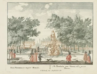 Venusfontänen i den stora trädgården på Het Loo-palatset Gesichte van het Famous Loo som andra kungahus (serietitel) Admirandorum quadruplex spectaculum (serietitel)