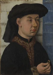 En ung man som håller en ring, ca. 1450