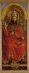 Gentaltaret. Tillbedjan av det mystiska lammet: Gud den allsmäktige, 1432.