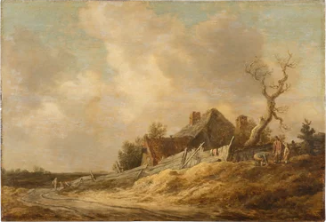 Grusväg med bondgård och plankstaket