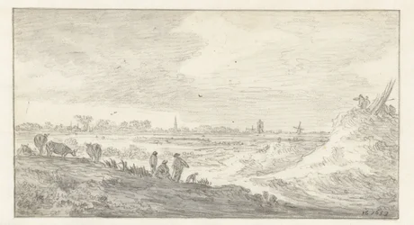 Landskap med figurer på en dyn