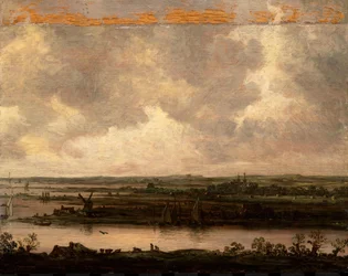 Panoramautsikt över floden Spaarne och Haarlemmermeer