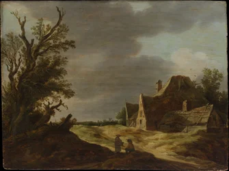 Sandväg med en bondgård