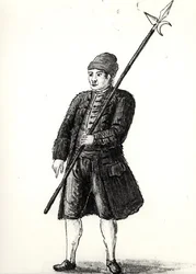 A Workman from the Venetian Arsenal (akvarell på papper) (s/v foto)