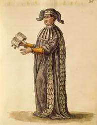 Doktorsrock, av Jan van Grevenbroeck eller Giovanni Grevembroch (1731-1807), Gli Abiti de Veneziani, från illustrerad dräktbok, akvarell